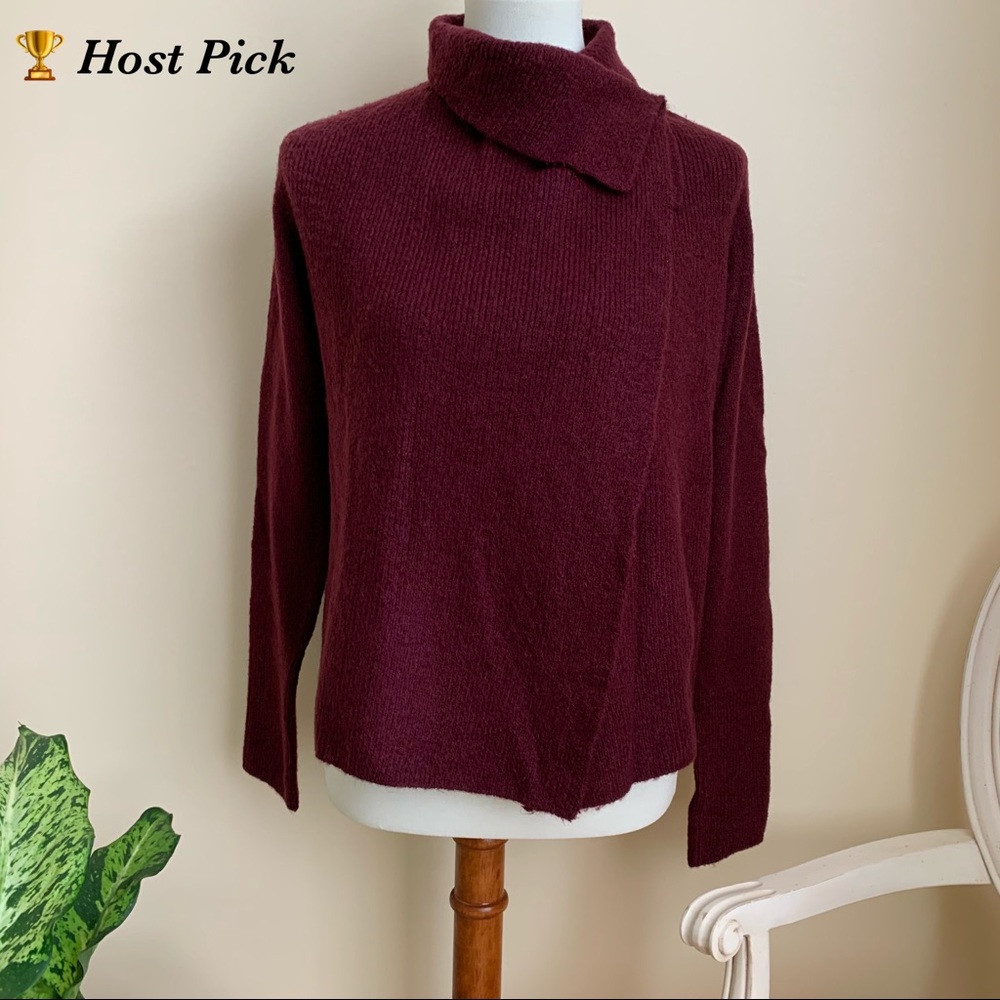 The Limited Burgundy Wrap Cowl Neck Sweater